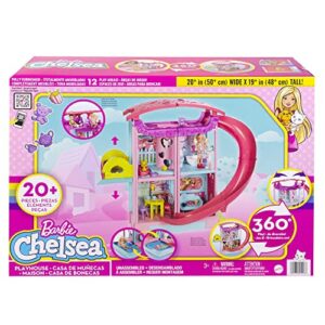 Barbie Dollhouse, Chelsea Playhouse with Transforming Areas & 20+ Pieces, Includes 2 Pets, Pool, Furniture & Accessories