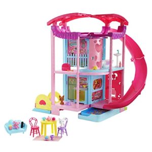 barbie dollhouse, chelsea playhouse with transforming areas & 20+ pieces, includes 2 pets, pool, furniture & accessories
