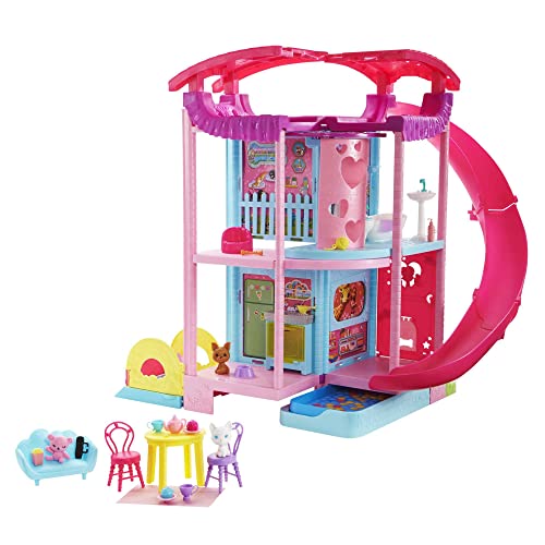 Barbie Dollhouse, Chelsea Playhouse with Transforming Areas & 20+ Pieces, Includes 2 Pets, Pool, Furniture & Accessories