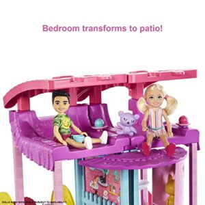 Barbie Dollhouse, Chelsea Playhouse with Transforming Areas & 20+ Pieces, Includes 2 Pets, Pool, Furniture & Accessories