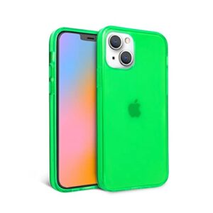 felony case - iphone 13 mini neon green clear protective case, tpu and polycarbonate shock-absorbing bright cover - crack proof with a gloss finish - full iphone protection