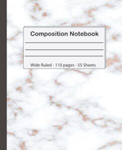 composition notebook: pretty gold purple turquoise liquid marble, wide ruled paper notebook journal, blank wide lined workbook for girls boys kids teens students , 7.5 x 9.25 inch