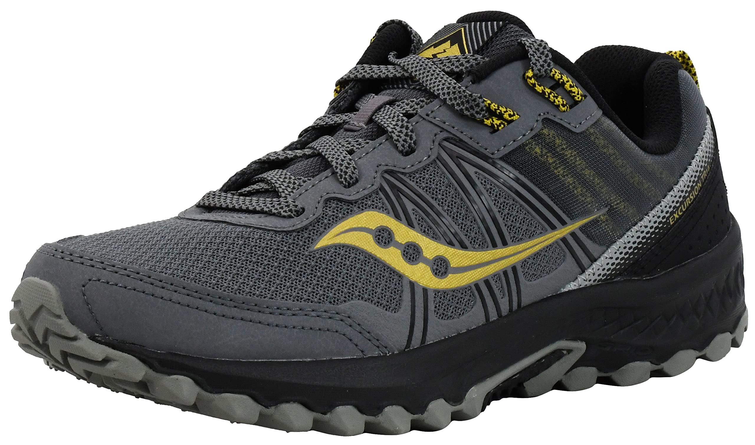 Saucony Men's Excursion TR14 Running Shoe, Dark Grey/Black/Gold, 10 W