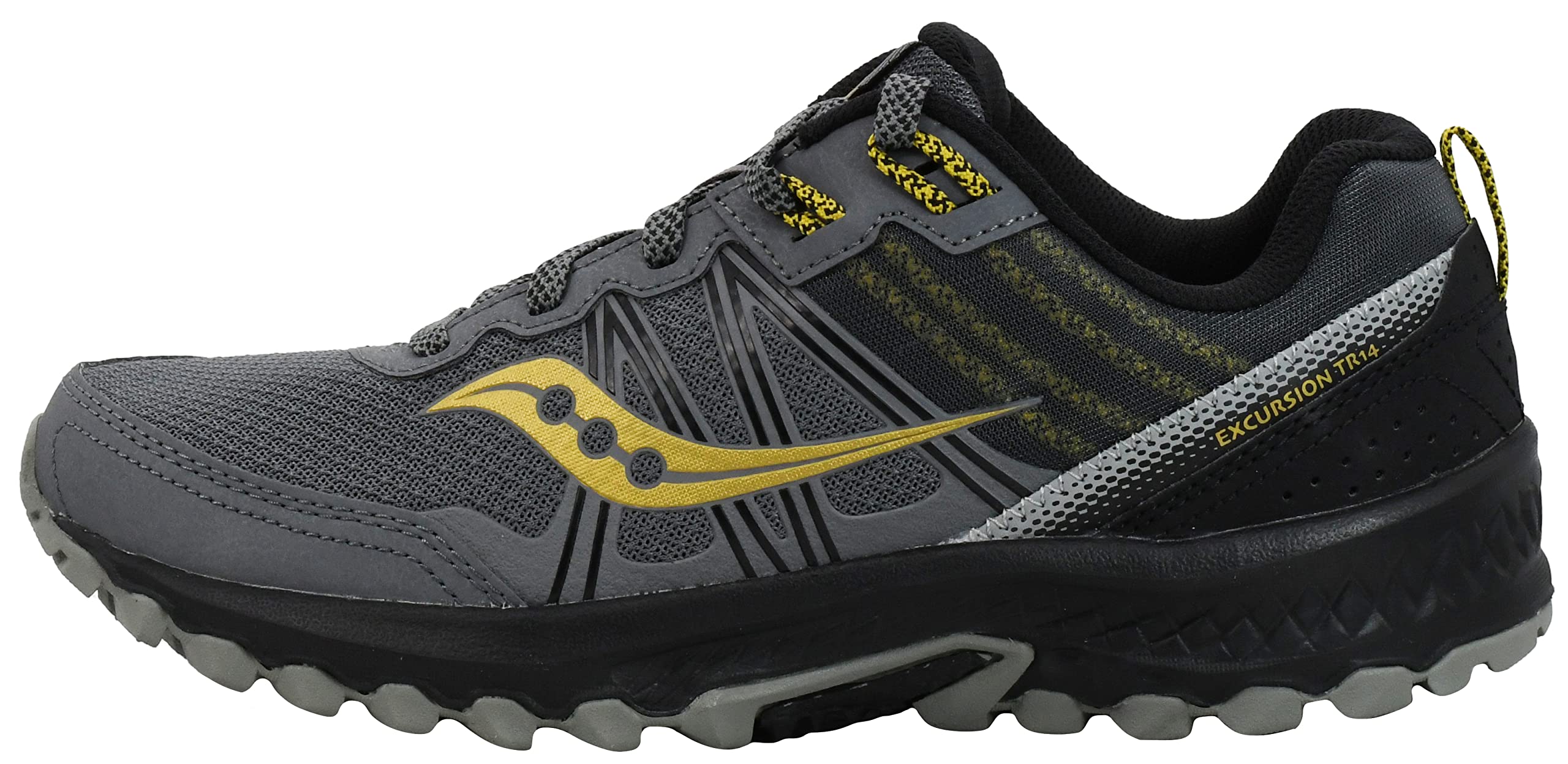 Saucony Men's Excursion TR14 Running Shoe, Dark Grey/Black/Gold, 10 W