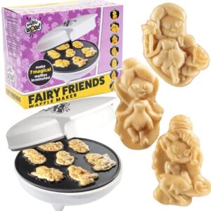 fairy mini waffle maker- creates 7 different fairy shaped waffles in minutes- a fun and cool magical breakfast for kids & adults - electric non-stick waffler iron, fairies princess gift for girls