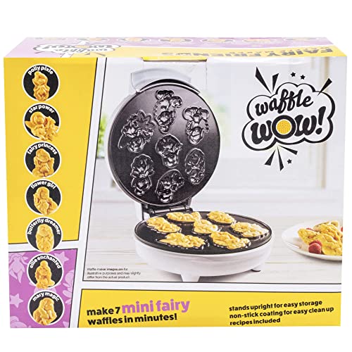 Fairy Mini Waffle Maker- Creates 7 Different Fairy Shaped Waffles in Minutes- A Fun and Cool Magical Breakfast for Kids & Adults - Electric Non-Stick Waffler Iron, Fairies Princess Gift for Girls