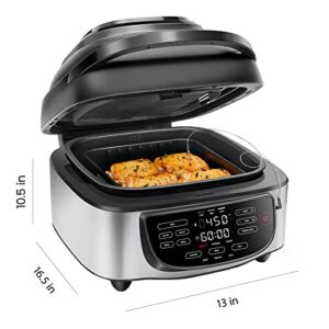 Chefman Electric Indoor Air Fryer + Grill Does It All, Countertop-Size 5-in-1 Unit Can Air Fry, Grill, Roast, Bake, and Broil, Removable Integrated Probe Thermometer Guarantees Perfect Doneness