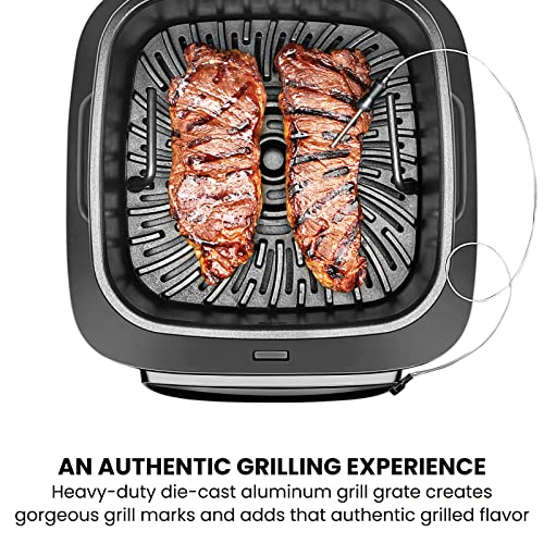 Chefman Electric Indoor Air Fryer + Grill Does It All, Countertop-Size 5-in-1 Unit Can Air Fry, Grill, Roast, Bake, and Broil, Removable Integrated Probe Thermometer Guarantees Perfect Doneness