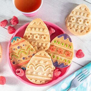 Mini Easter Egg Waffle Maker- Make Holiday Special w Cute Waffler Iron- Ready to Decorate Set Includes 4 Edible Food Markers w Recipe Guide - Fun Easter Basket Stuffer, Egg Hunt Surprise Gift for Kids