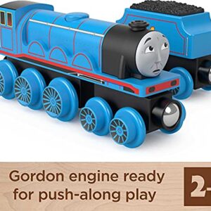 Thomas & Friends Wooden Railway Toy Train Gordon Push-Along Wood Engine & Coal Car For Toddlers & Preschool Kids Ages 2+ Years