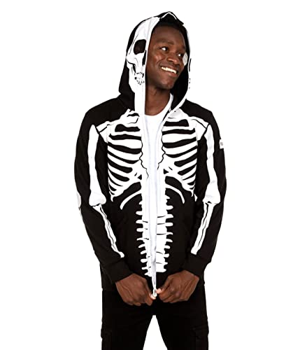 Tipsy Elves Casual Skeleton Hoodie Black White Halloween Costume Size Medium