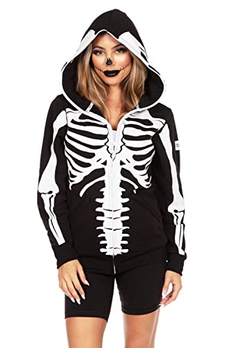 Tipsy Elves Casual Skeleton Hoodie Black White Halloween Costume Size Medium