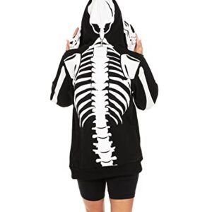 Tipsy Elves Casual Skeleton Hoodie Black White Halloween Costume Size Medium