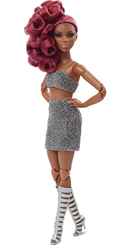 Barbie Signature Barbie Looks Doll (Petite, Red Hair) Fully Posable Fashion Doll Wearing Glittery Crop Top & Skirt, Gift for Collectors