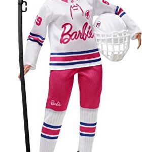 Barbie Hockey Player Fashion Dolll with Curvy Shape & Brunette Hair, Sports Theme with Jersey Helmet & Hockey Accessories