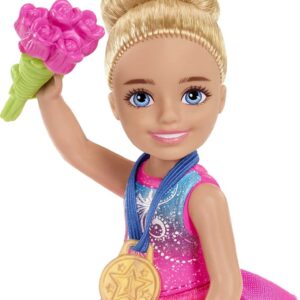 Barbie Chelsea Can Be Doll & Playset, Blonde Ice Skater Small Doll with Removable Outfit & 6 Career Accessories