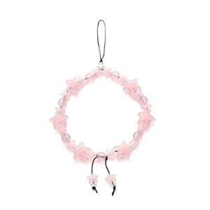 fechdoo lightweight pink cute cell phone charm, phone lanyard clay beaded charm chain, phone chain accessories cute durable for women