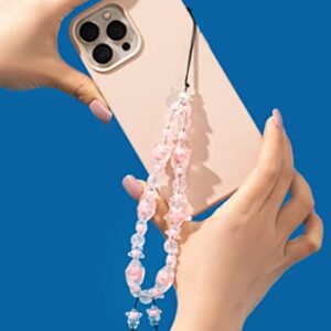 Fechdoo Lightweight Pink Cute Cell Phone Charm, Phone Lanyard Clay Beaded Charm Chain, Phone Chain Accessories Cute Durable For Women