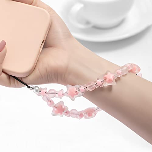 Fechdoo Lightweight Pink Cute Cell Phone Charm, Phone Lanyard Clay Beaded Charm Chain, Phone Chain Accessories Cute Durable For Women