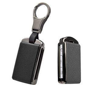 HIBEYO Key Fob Cover Case Remote Jacket Shell 20212022 for Volvo XC40 XC60 XC90 S90 V90 Car Key Fob Shell Smart Auto Key Accessories Holder Keyless Zinc Alloy Leather Full Protective Case-Black Black