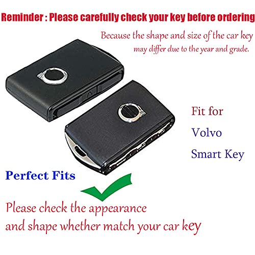 HIBEYO Key Fob Cover Case Remote Jacket Shell 20212022 for Volvo XC40 XC60 XC90 S90 V90 Car Key Fob Shell Smart Auto Key Accessories Holder Keyless Zinc Alloy Leather Full Protective Case-Black Black