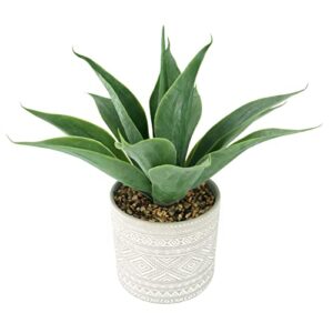 hisow artificial potted plants, 13.8" artificial succulent fake aloe, large faux aloe plant in pot for home office room badroom garden decor (grey)