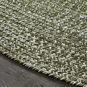 SUPERIOR Reversible Braided Indoor/Outdoor Area Rug, 2' x 8', Green-White