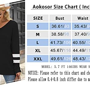 Aokosor Womens Sweatshirt Fall Long Sleeve Tops Casual V Neck Shirts Green S