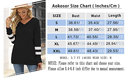 Aokosor Womens Sweatshirt Fall Long Sleeve Tops Casual V Neck Shirts Green S