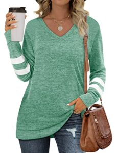 aokosor womens sweatshirt fall long sleeve tops casual v neck shirts green s