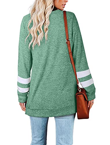 Aokosor Womens Sweatshirt Fall Long Sleeve Tops Casual V Neck Shirts Green S