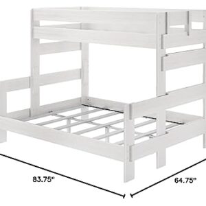 Max & Lily Bunk Bed, Twin XL-Over-Queen Bed Frame For Kids, Solid Wood Bunk Bed for Kids, No Box Spring Needed, White Wash