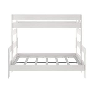 Max & Lily Bunk Bed, Twin XL-Over-Queen Bed Frame For Kids, Solid Wood Bunk Bed for Kids, No Box Spring Needed, White Wash