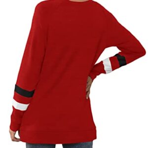 Geifa Womens Tops Casual Basic Long Sweatshirts to Wear with Leggings Red 2XL