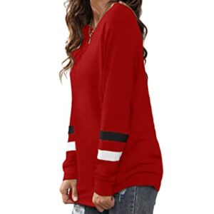 Geifa Womens Tops Casual Basic Long Sweatshirts to Wear with Leggings Red 2XL