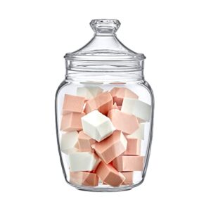 amazing abby - ellie - acrylic bathroom canister (42 oz), plastic apothecary jar for vanity, bpa-free and shatter-proof, great for bath sponges, shower balls, loofah pads, and more