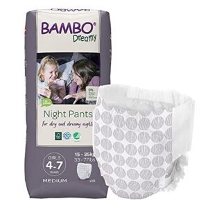 bambo nature premium dreamy night pants: girls 4-7 years, 30 count
