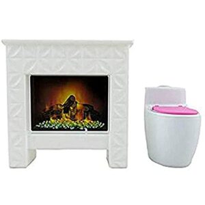 replacement parts for barbie dreamhouse - fhy73 ~ replacement fireplace-bookcase and electronic sound flushing toilet