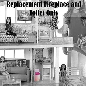 Replacement Parts for Barbie Dreamhouse - FHY73 ~ Replacement Fireplace-Bookcase and Electronic Sound Flushing Toilet