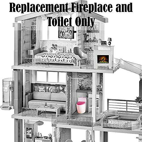 Replacement Parts for Barbie Dreamhouse - FHY73 ~ Replacement Fireplace-Bookcase and Electronic Sound Flushing Toilet