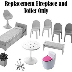 Replacement Parts for Barbie Dreamhouse - FHY73 ~ Replacement Fireplace-Bookcase and Electronic Sound Flushing Toilet