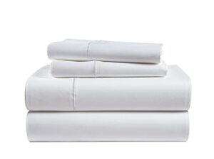 lane linen 100% egyptian cotton bed sheets - 1000 thread count 4-piece white calking set bedding sateen weave luxury hotel 16" deep pocket (fits upto 17" mattress)