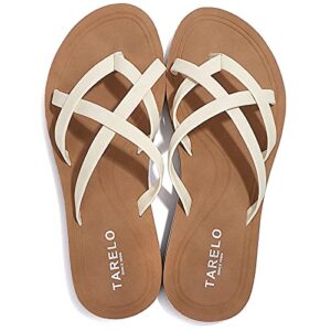 ax boxing flip flops for women thong sandals faux leather slide beach pool slipper sandals(white-11,7)