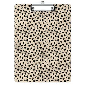 cute clipboard with designs ​wood a4 letter size hardboard office clipboards, retractable hole for hanging decorative clip board - cheetah spots（12.4" x 8.9"）