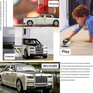 EROCK Exquisite car Model 1/24 Rolls-Royce Phantom Model Car,Zinc Alloy Pull Back Toy car with Sound and Light for Kids Boy Girl Gift. (White)