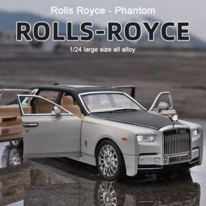 EROCK Exquisite car Model 1/24 Rolls-Royce Phantom Model Car,Zinc Alloy Pull Back Toy car with Sound and Light for Kids Boy Girl Gift. (White)