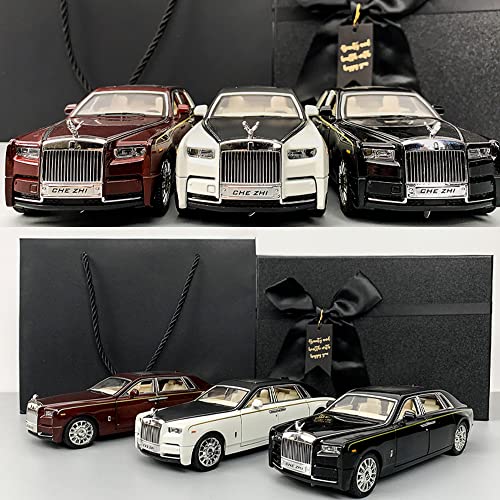 EROCK Exquisite car Model 1/24 Rolls-Royce Phantom Model Car,Zinc Alloy Pull Back Toy car with Sound and Light for Kids Boy Girl Gift. (White)