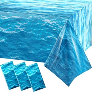 ocean waves plastic tablecloth 54 x 108 inch ocean party table cover water print table cover ocean under the sea tablecloth blue for beach pool birthday party decoration shower supplies (3 pieces)