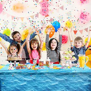 Ocean Waves Plastic Tablecloth 54 x 108 Inch Ocean Party Table Cover Water Print Table Cover Ocean Under the Sea Tablecloth Blue for Beach Pool Birthday Party Decoration Shower Supplies (3 Pieces)