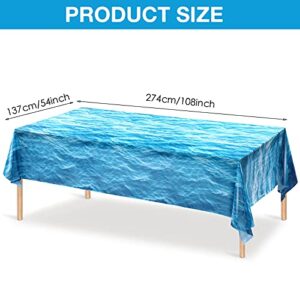 Ocean Waves Plastic Tablecloth 54 x 108 Inch Ocean Party Table Cover Water Print Table Cover Ocean Under the Sea Tablecloth Blue for Beach Pool Birthday Party Decoration Shower Supplies (3 Pieces)